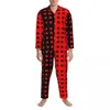 Pyjamas de nuit pour hommes Cartes de poker pour hommes Boîtes de nuit Spades Hearts 2 pièces Pyjama décontracté Ensemble à manches longues Mode Costume de maison surdimensionné