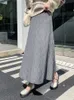 Autumn Winter Skirts for Women Knit Long Skirt White Spring Screw Thread Korean Fashion Elegant Warm Hip Wrap Skirt 240108