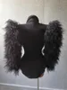 Palco desgaste mulheres grandes mangas de malha jaqueta preta sexy cantor dançarino vestido boate jazz dança traje desempenho mostrar xizhuang