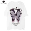 Męskie koszulki T-shirt Motyl T-shirt American Retro umyte w trudnej sytuacji tee street street Hip Hop Harajuku Tops Owwony luźne krótkie rękawy