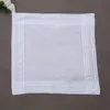 12 pièces/ensemble 40x40cm hommes femmes mouchoirs en coton blanc pur classique Hankies Jacquard rayé poche serviette carrée peinture à la main 240108