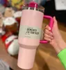 40oz H2.0 Stainless Steel Tumblers Cups With Silicone Handle Lid and Straw Big Capacity Car Mugs Vacuum Insulated Water Bottles Pink Flamingo 0206