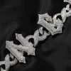 The Bling King Spiky Letter Charm 15mm Infinity Chain Custom Name Nalband för män Full Iced Out 5A Cubic Zircon Hip Hop Jewelry 240106