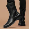 Brytyjski styl haftowy haft męski High Big rozmiar 46 skórzane western Casual Cowboy Boots for Men Botas Hombre