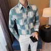 メンズカジュアルシャツ高品質の夏の薄い男性服2024ビジネススリムフィットプロムタキシードブラウスホムホワイト