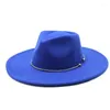 Berretti Cappello a tesa larga da 8,5 cm Grande Jazz Donna Colore puro Imitazione Cappelli Fedora in lana Moda Abito Panama per uomo