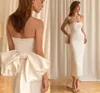 Vestidos simples vestido de casamento de cetim 2023 sem alças grande arco volta tornozelo comprimento vestidos de noiva feminino vestido de festa formal branco elegante robe de ma