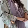 Etniska kläder arabiska dubai mode saudiska broderier abaya cardigan mantel turkisk lång kappa kvinnor vit klänning tvådelar set