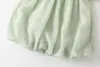 Girl Dresses HoneyCherry Summer Girls Lolita Pearl Inlaid Princess Dress Sweet Green Mesh Bubble Sleeve Clothes