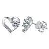 Studörhängen S925 Pure Silver Ear Studs Female Mosang Diamond Simple Lover Love D Color 30 Points