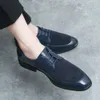 Fashion Dress Wedding Blue Prom Party Pointed Toe Business Leather for Men Formal Shoe Male Office Derby Shoes