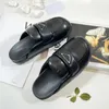 Spring/Summer New Designer Classic Thick Sole Versatile Half Slippers Round Toe Flat Bottom Lazy Triangle Slippers