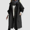 Trench coat para mulheres elegante blusão com capuz casaco de inverno solto outwear estilo coreano abrigos para mujeres 240108
