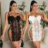 Vestidos casuais noite clube festa sexy vestido para mulheres roupas de aniversário elegante renda pura malha retalhos preto bandagem verão mini bodycon