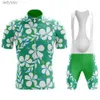 Cycling Jersey Sets 2023 New Summer Men's Clothing Cycling Shorts Flower Bicycle Set Road Bike Shirt Suit Summer Breathable Cycling Clothing SetsL240108