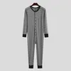 Herr randiga pyjamas o-hals långärmad romper hemkläder mysig fritid sömnkläder S-3XL 240108
