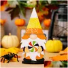 Altre forniture per feste festive Halloween Decorazione della tavola artigianale in legno Gioco di parole Strega Pipistrello Elemento Stand Gnomi Consegna a goccia Giardino domestico Dh9P0