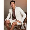 Men's Suits STEVDITG White Summer Single Breasted Notched Lapel Casual 2 Piece Jacket Pants Shorts Beach Outfits Traveling Terno