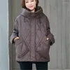 Trenchs de femmes manteaux à capuche coton femmes vêtements d'extérieur chauds veste courte lâche parka manteau décontracté coupe-vent zippé poche femme