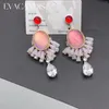 Orecchini a lobo Evacandis Fatti a mano Lusso Cristallo rosa Zircone Eardrop Gioiello Vintage Rame placcato Oro reale S925 Orecchino ad ago in argento Fvij