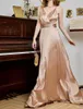 Casual Dresses Cutubly Women Red Satin Evening Elegant Spaghetti Strap Bridesmaid Dress 2024 Slim Party Club Formal Robe