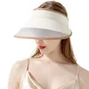 Bérets Chapeau pliable avec corde à vent Protection UV Cyclisme pour femmes Casquette à large bord pliable Soleil Haut vide