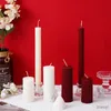 촛불 창조적 인 결혼식 향기 촛불 홈 장식 중심 긴 빨간 촛불 새해 홈 장식 양초 촬영 소품