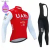 サイクリングジャージーセット2023 UAE Winter bicicleta Set Outdoor Thermal Fleece Cycling Clothing Road Bike Shird MTB Jersey Bicycle Uniform roupa ciclismol240108