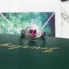 Bagues de cluster AZJ2024 Fine Bijoux Pt900 Or Naturel Rouge Ruby Pierres Précieuses 0.44ct Diamants De Mariage De Femme