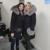 MaoMaoKong Natuurlijke Echt Vossenbont Jas Met Capuchon Zwart Waterdichte Vrouw Winter Warme Jas Parka Luxe Jas Vrouwelijke Kleding 240106