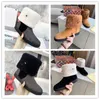 Designer Boots Shoes Women's Flat Ancle Boots Black Cow Suede Inner Rabbit Hair Ladies Brown Snow Boots Shoes With Original Box