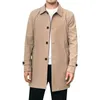 Casacos de Trench Masculinos Primavera e Outono Business Casual Casaco Médio Comprimento Moda Urbana Lapela Casaco Masculino Jaquetas