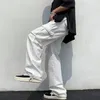 Pantalon pour hommes décontracté léger droit jambe large couleur unie multi-poches coupe ample Baggy vêtements quotidiens