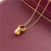 designer jewelry necklace choker womens necklace love jewelry gold pendant dual ring stainless steel jewlery fashion oval interlocking rings Clavicular chain