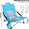 Muebles de campamento Adultos Silla de playa baja Sling plegable Concierto portátil Niños Barco Arena con portavasos Bolsa de transporte Camping al aire libre