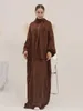 エスニック服ラマダンフード付きアバヤ統合されたベールニカブ祈りのドレスイスラム教徒のイード女性のためのルーズアバヤカフタンヒジャーブローブイスラムドバイ