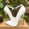 Chaussures habillées Shiaopick Super High Talons 16cm Stilettos Tout Blanc Femmes Pompes Bride À La Cheville Fétiche Personnaliser Couleur Gay Party Unisexe Homme