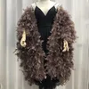 Foulards Femmes Véritable Autruche Plume De Fourrure Châle Hiver Fluffy Wraps Femme De Mariage Cape Chaud Longue Écharpe