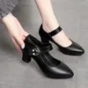 Chaussures habillées travail talons hauts maman printemps automne fond souple femme boucle couleur unie tête ronde pompes de bureau Sapatenis Feminino