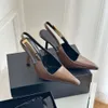 2024 nuovi sandali con cinturino a punta in pelle tacchi alti sandali con tacchi alti sottili 10,5 cm tacchi alti da donna scarpe eleganti firmate di lusso taglia quadrata 35-42