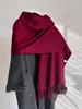 Lenços Design Borgonha Red Cashmere Oversized Shawl Scarf Poncho para Mulheres Acessórios de Moda
