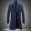 Trenchs pour hommes automne Long manteau de laine coréen coupe ajustée couleur unie grande taille 5XL pardessus mode Ropa Para Hombre