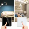 1/2/3pcs Wall Touch Switch EU Tempered Crystal Glass Panel 1/2/3 Gang 1 Way Waterproof Light Sensor Switches 240108