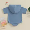 Rompertjes Baby Jongens Zomer Jumpsuit met capuchon Casual effen kleur Sweatshirt met korte mouwen Romper voor geboren baby Leuke kleding