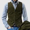 Gilet da uomo Autunno Giacca di velluto a coste da uomo senza maniche Colletto rovesciato abbottonato Tinta unita Cappotto Gilet da uomo Vintage Slim Blazer Giubbotti