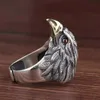 Cluster Rings Vintage Eagle Ring for Men Women Gothic Animal Hip Hop Rock Ring Popularity Personality Niche Jewelry Gift Adjustable Size YQ240109