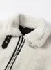 Fashion Patchwork Furry Jacket For Women Gentle Panelled Thick Warm Lambswool Fleece Coat Zipper Pocket Lady Outwear 240108