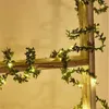 Dekoracja imprezy 2M 20 LED sztuczne światła sznurka bluszczowego zielony liść winorośl bajka dekoracyjna lampa girlanda na ślub świąteczny pokój wystrój