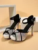 Geklede schoenen Dames Colorblock Peep Toe Platform Pumps Zomergevecht Kleur Vismond Hoge hakken Sexy dun