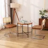 ONEVOG gestoffeerde bruin lederen stoelen, 2 stuks rotan dinerstoelen met rubberen houten achterframe en metalen chromen poten voor keuken, huis, club, wachtkamer (19 inch)